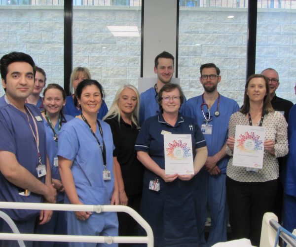 Some of the members of our Intensive Care Unit (ICU) in-situ simulation training team with April’s Team of the Month award.