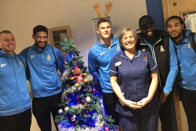 Bradford City football stars spread festive cheer with hospital visits