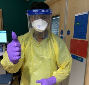 Dr Dinesh Saralaya in full PPE at BRI
