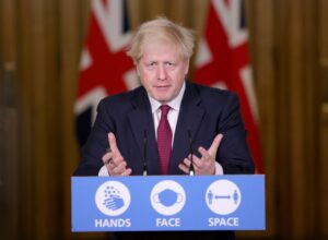 Boris Johnson at a Covid-19 press conference