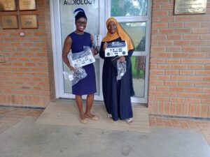 Audiologists Mwanaisha and Regina with Donated Equipment