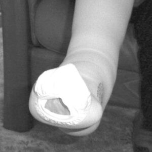 stocking positioned at toes