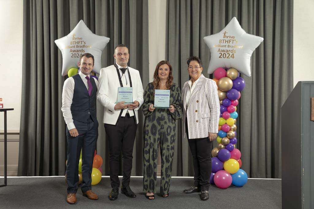 4C8A0936-Employee-of-the-Year-Award-joint-winners-L-R-Renal-Housekeeper-Darek-Hofman-AE-Sister-Natalia-Taylor-presented-by-Mark-Hindmarsh-and-Mel-Pickup