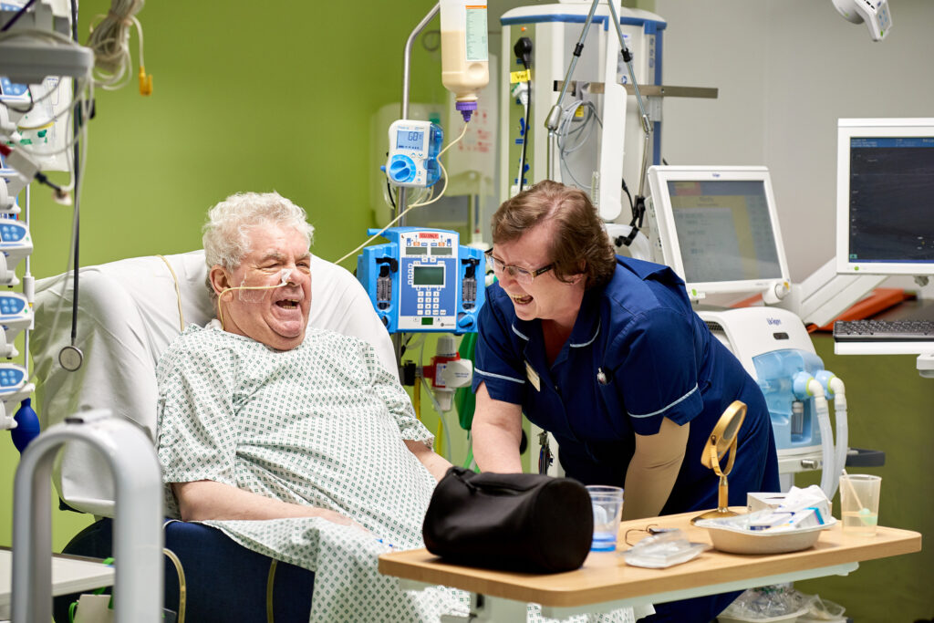 Matron and patient laughing