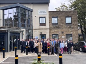 Former patients, colleagues, friends and family of Professor Chris Raine who attended the renaming of the Listening for Life Centre in his honour.