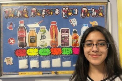 Teenager creates mural highlighting hidden sugar in popular drinks