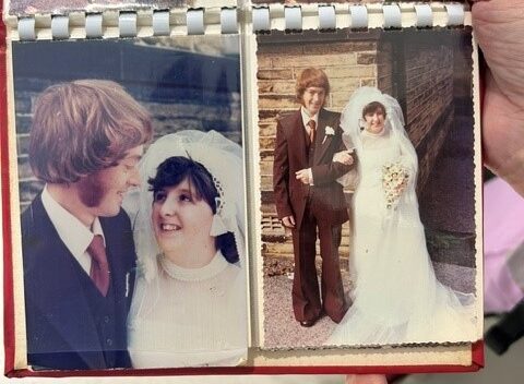 Lillian and Wayne at their wedding in Keighley 50 years ago
